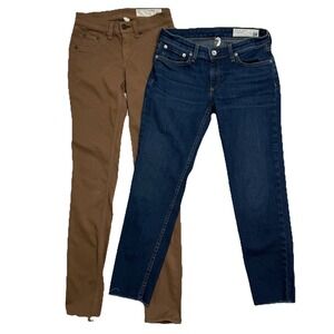 Rag & Bone Jeans Dre Low-Rise Slim Boyfriend Legging Skinny 24 Brown Lot‎ Of 2
